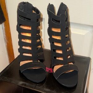 DbDk Fashion Black Strappy Heels